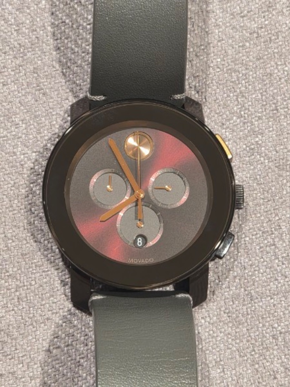 Movado Bold Brown Dial Grey Leather Strap Chronograph Men's Watch (3600445)